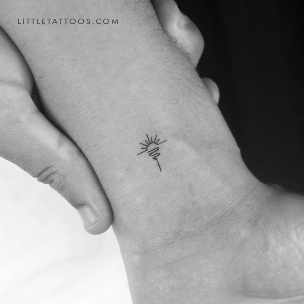 Tatuaje temporal minimalista de amanecer en el mar (juego de 3)
