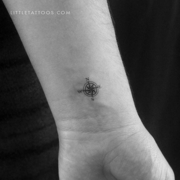 Tiny Compass Rose Temporary Tattoo - Set of 3