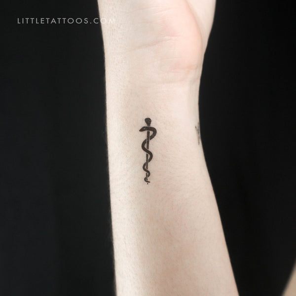 Rod Of Asclepius Temporary Tattoo - Set of 3