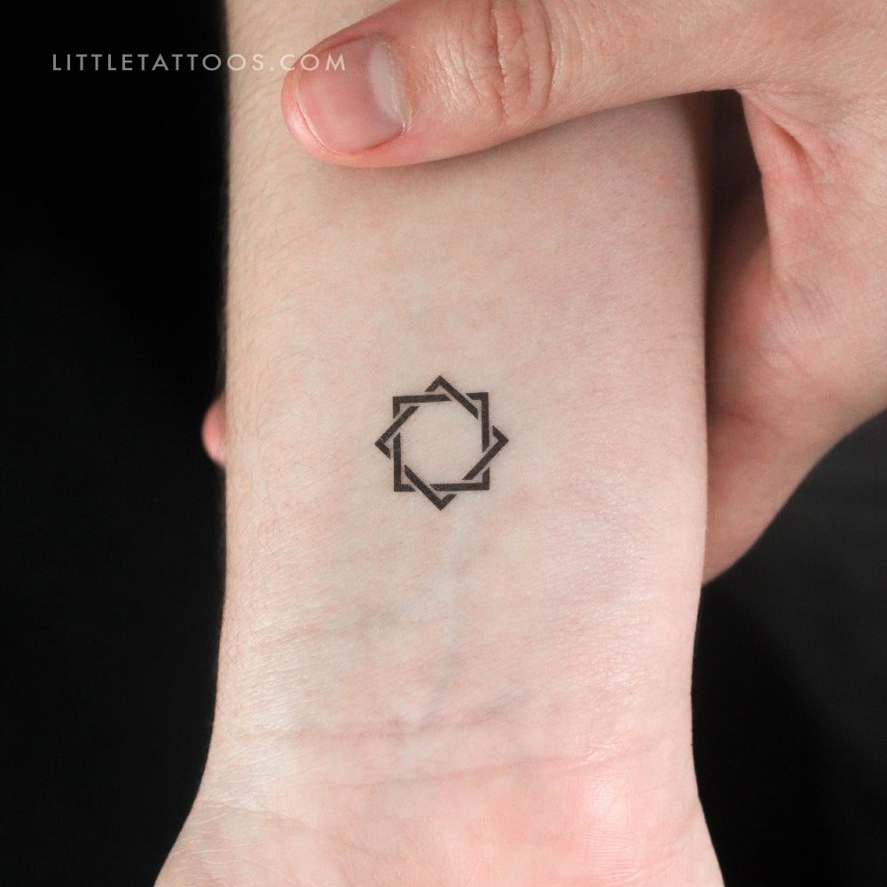 Interlaced Rub El Hizb Temporary Tattoo - Set of 3