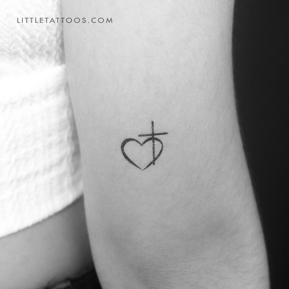 Cross Heart Temporary Tattoo - Set of 3