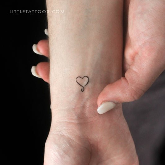 Tatuaje temporal de infinito con un pequeño corazón - Juego de 3