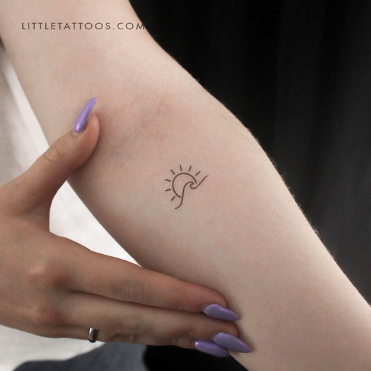 Tatuaje temporal de ola de amanecer - Juego de 3