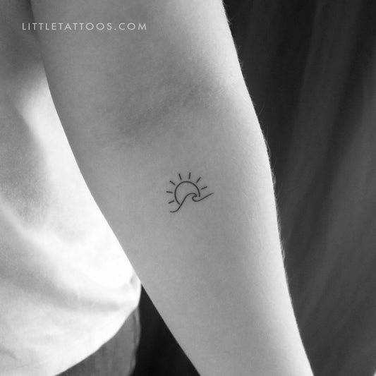 Tatuaje temporal de ola de amanecer - Juego de 3