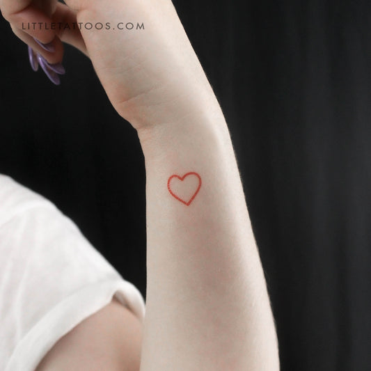 Red Heart Outline Temporary Tattoo - Set of 3