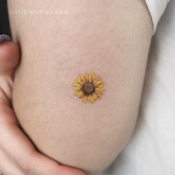 Sunflower Flower Temporary Tattoo - Set of 3