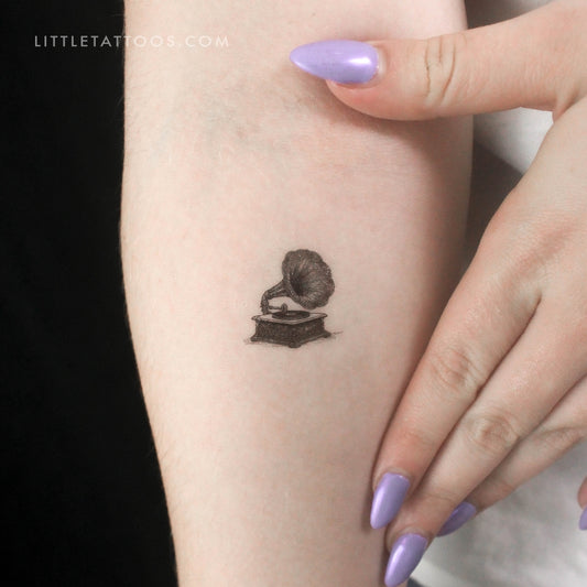 Tatuaje temporal de gramófono vintage (juego de 3)