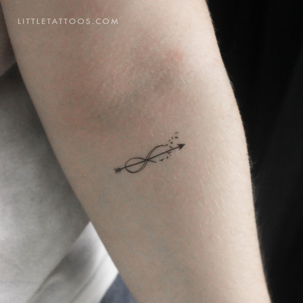 Infinity Arrow Birds Temporary Tattoo - Set of 3