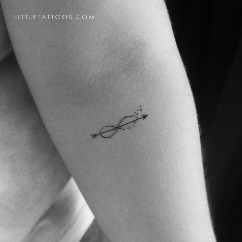 Infinity Arrow Birds Temporary Tattoo - Set of 3
