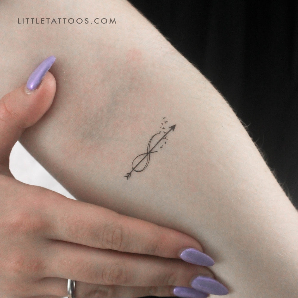 Infinity Arrow Birds Temporary Tattoo - Set of 3