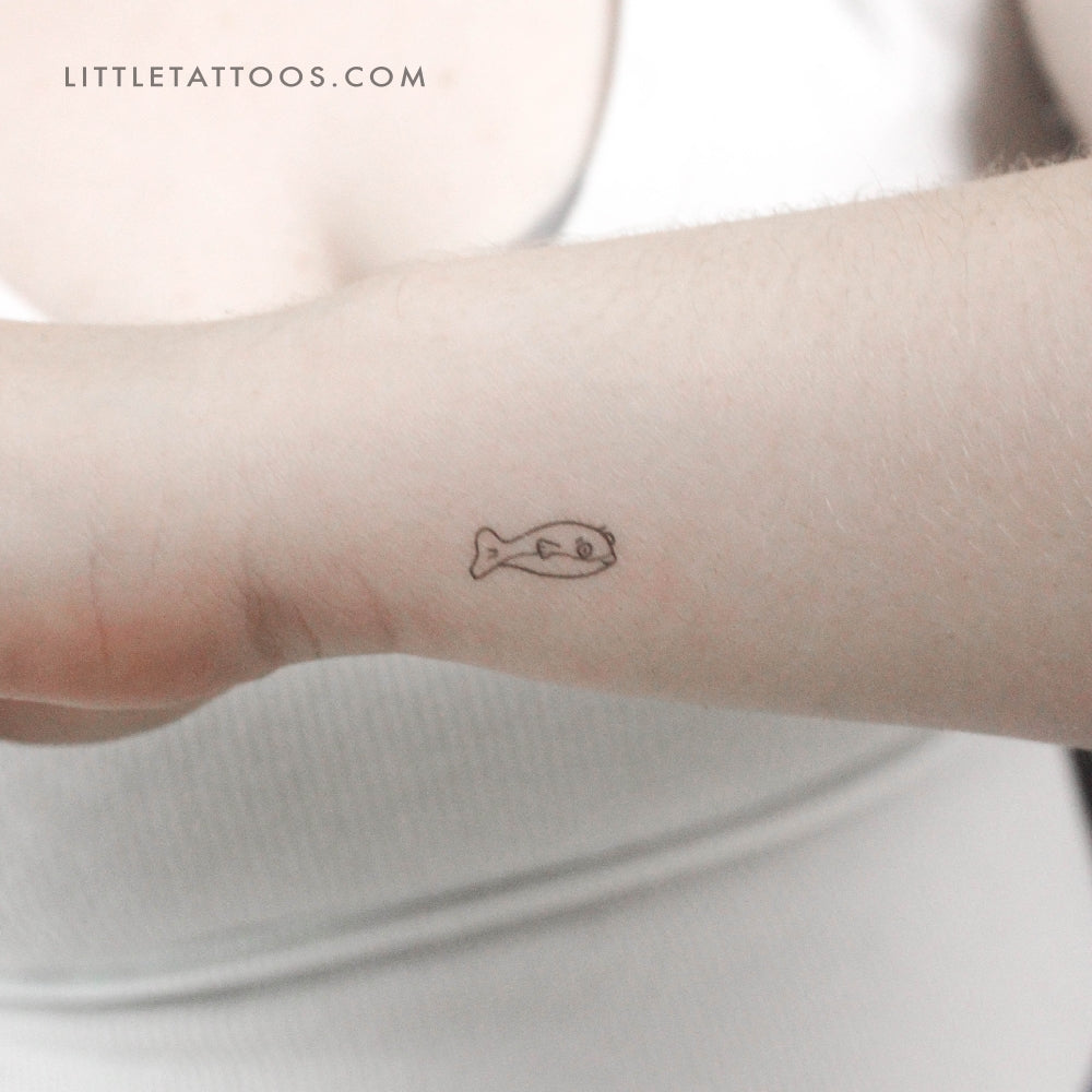 Tatuaje temporal de pez globo - Juego de 3