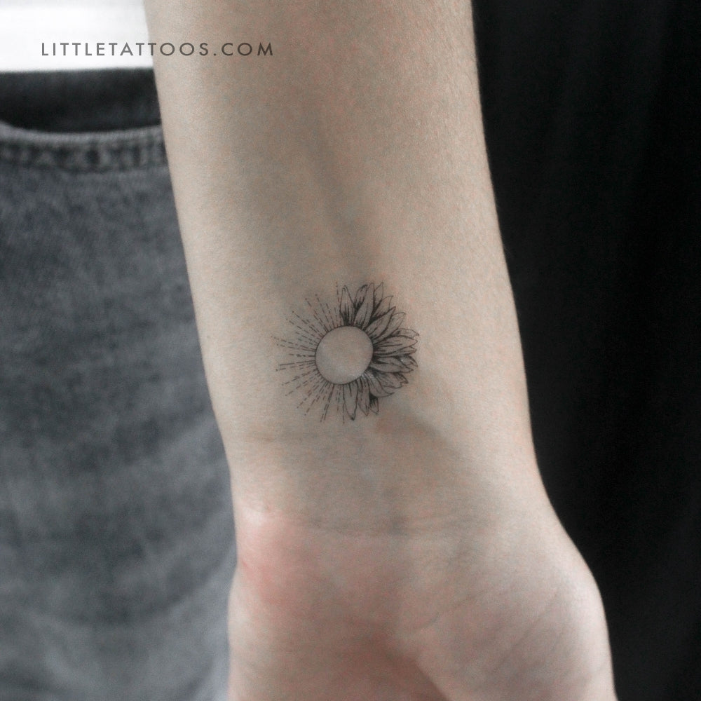Small Rose and Sunflower Tattoo Ideas