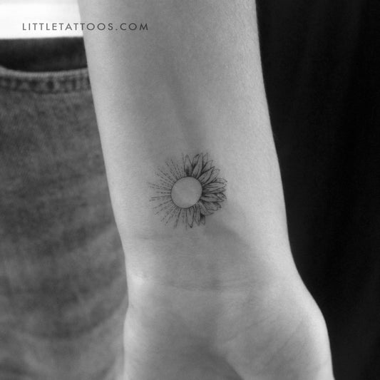 Tatuaje temporal de girasol y sol (juego de 3)