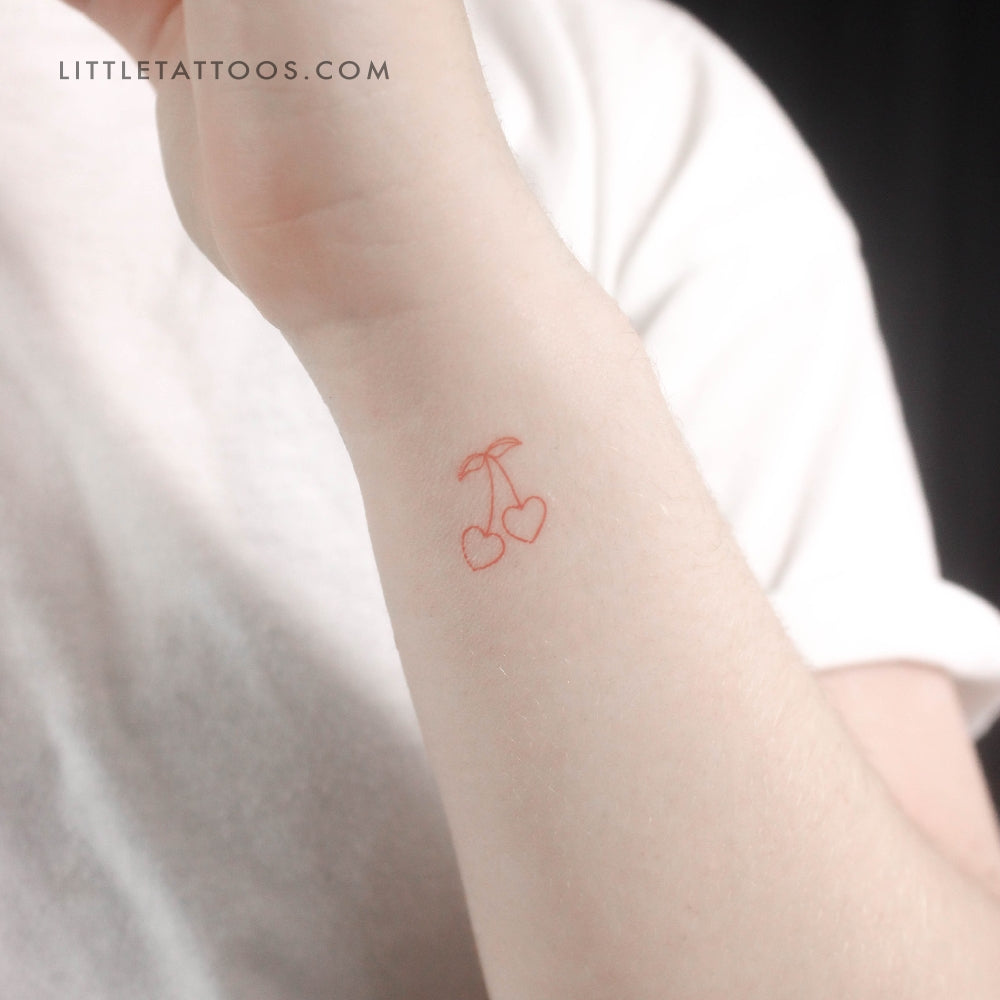 Tatuaje temporal de pareja de cerezas rojas (juego de 3)