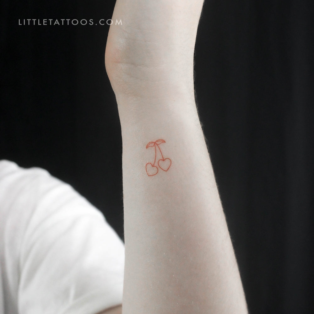 Tatuaje temporal de pareja de cerezas rojas (juego de 3)