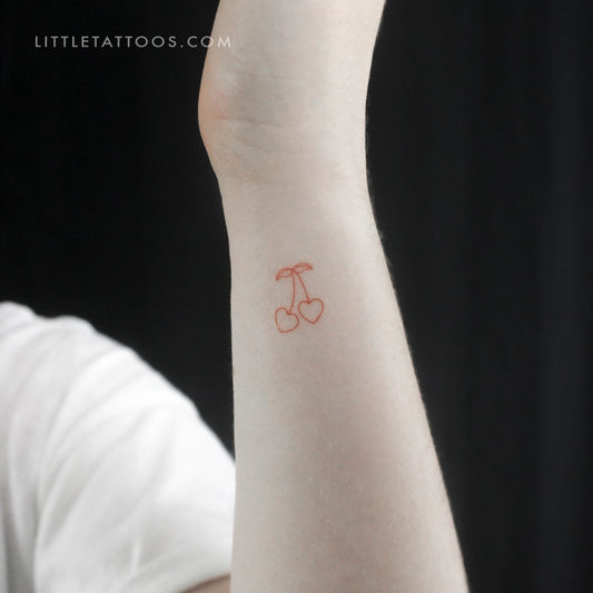 Tatuaje temporal de pareja de cerezas rojas (juego de 3)
