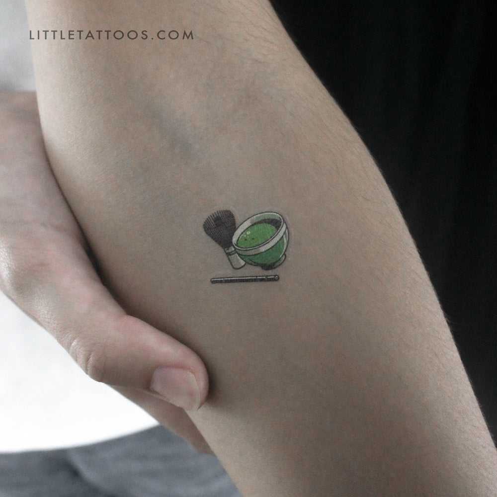 Tatuaje temporal de té matcha - Juego de 3