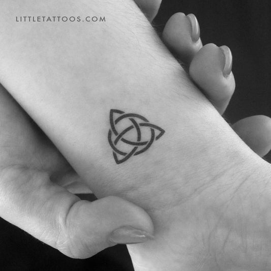 Small Black Interlaced Trinity Knot Temporary Tattoo - Set of 3
