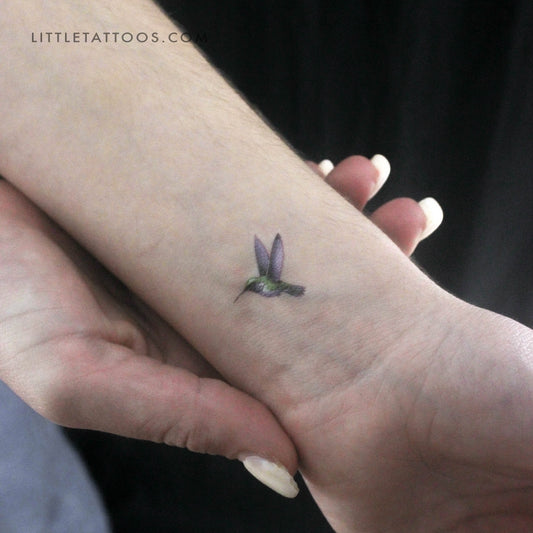 Tatuaje temporal de colibrí en acuarela (juego de 3)