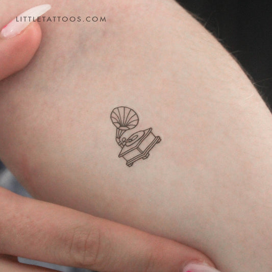Minimalist Gramophone Temporary Tattoo - Set of 3