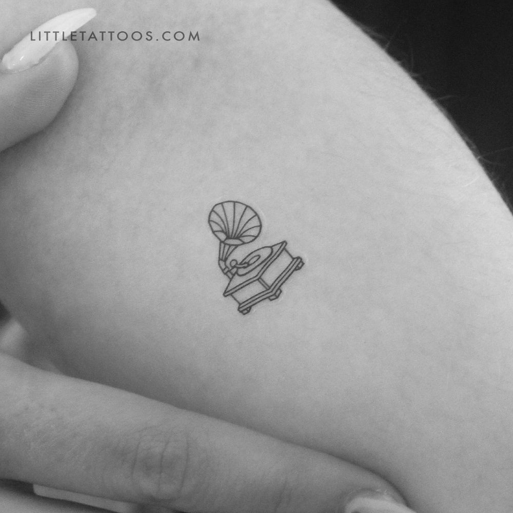 Minimalist Gramophone Temporary Tattoo - Set of 3