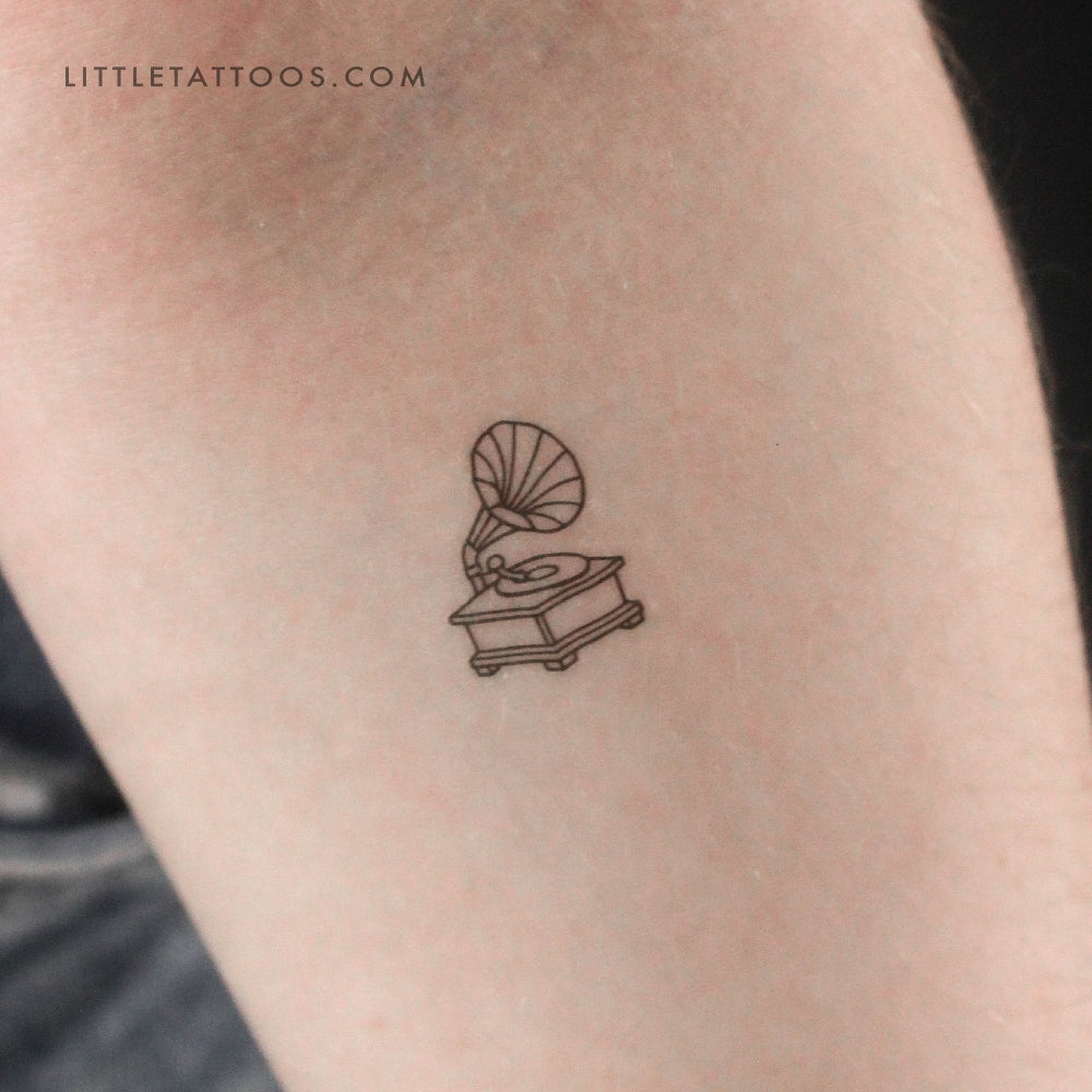 Minimalist Gramophone Temporary Tattoo - Set of 3
