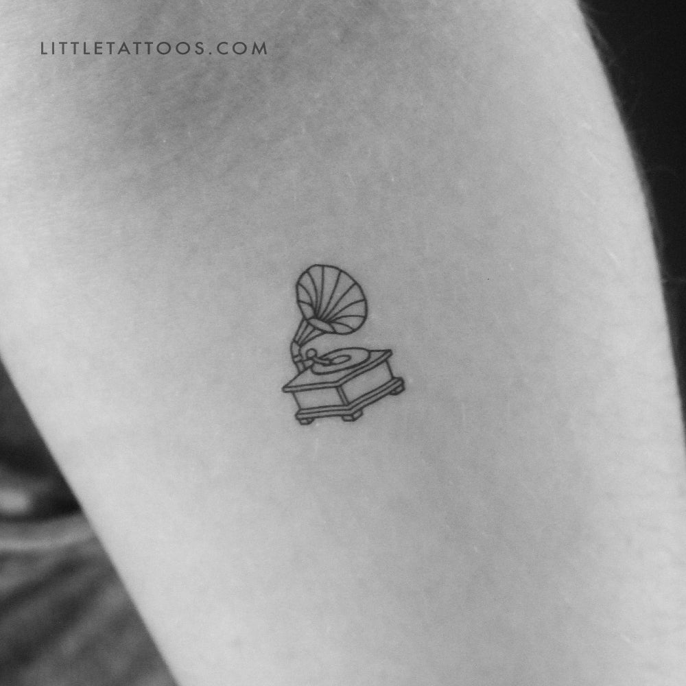 Minimalist Gramophone Temporary Tattoo - Set of 3
