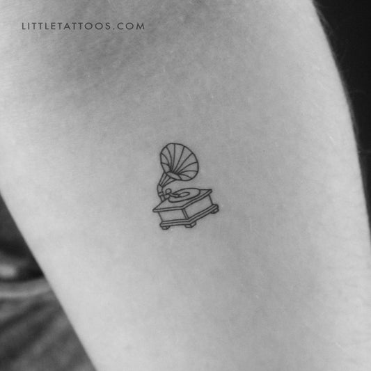 Minimalist Gramophone Temporary Tattoo - Set of 3