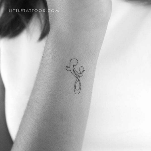 Mother Daughter Symbol Outline Temporary Tattoo - Set of 3