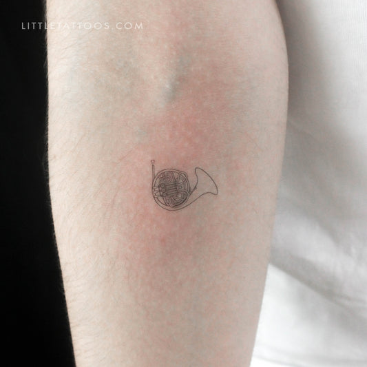 French Horn Temporary Tattoo - Set of 3