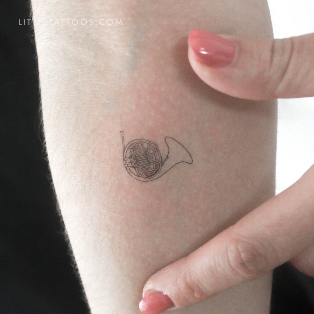 French Horn Temporary Tattoo - Set of 3