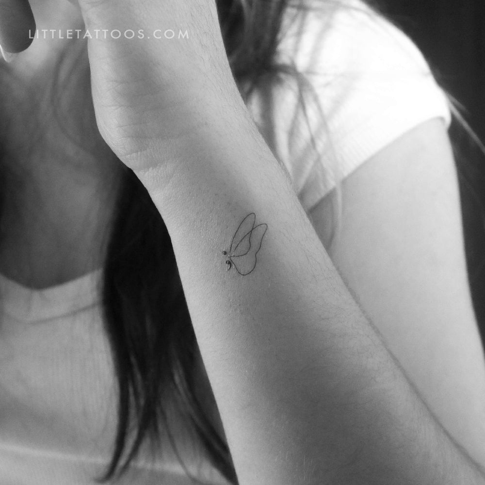 Semicolon Butterfly Outline Temporary Tattoo - Set of 3