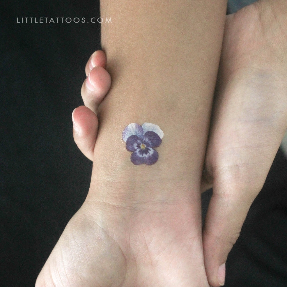 Blue Pansy Temporary Tattoo - Set of 3