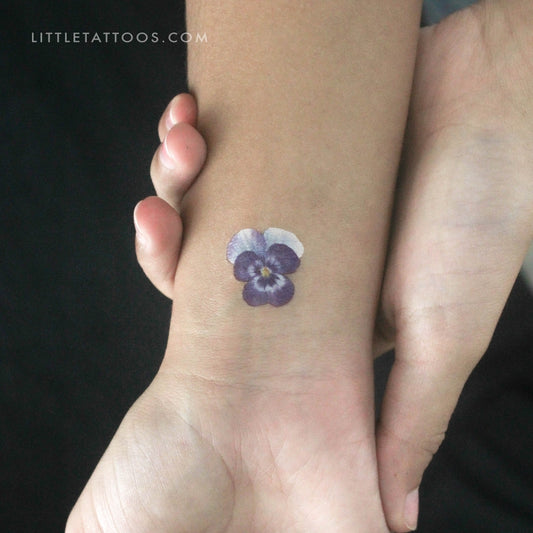 Blue Pansy Temporary Tattoo - Set of 3