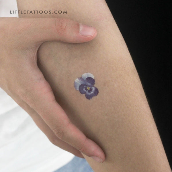 Blue Pansy Temporary Tattoo - Set of 3