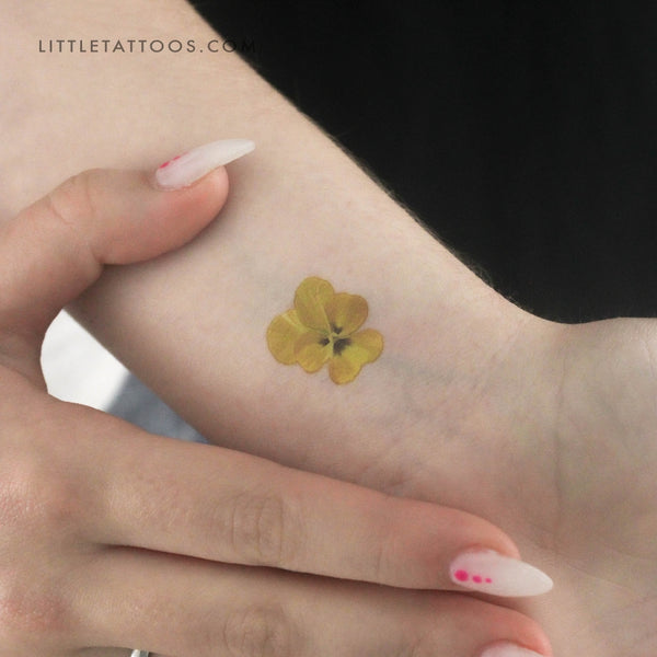 Yellow Pansy Temporary Tattoo - Set of 3