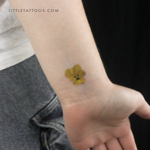 Yellow Pansy Temporary Tattoo - Set of 3