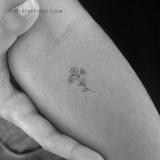 Little Fine Line Forget-me-not Temporary Tattoo - Set of 3