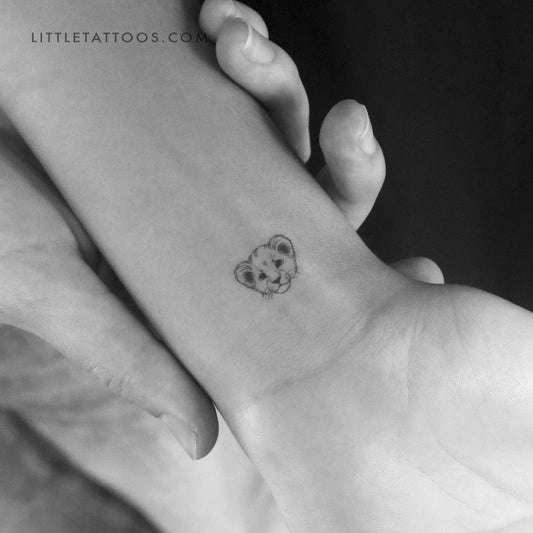 Lion Cub Portrait Temporary Tattoo - Set of 3