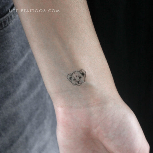 Lion Cub Portrait Temporary Tattoo - Set of 3
