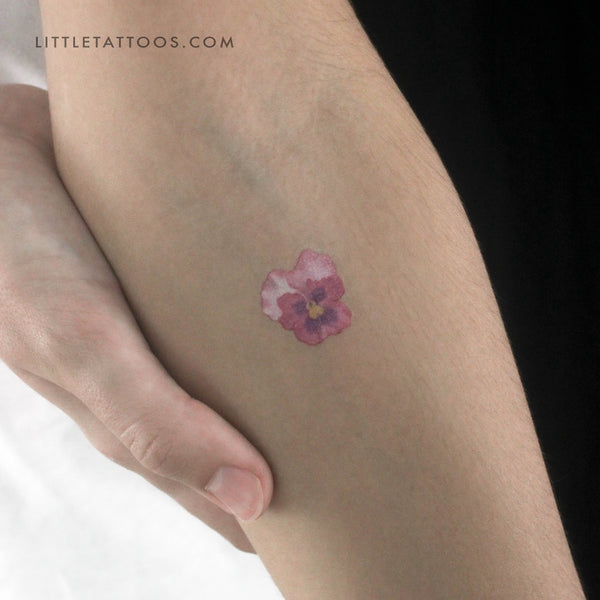 Pink Pansy Temporary Tattoo - Set of 3