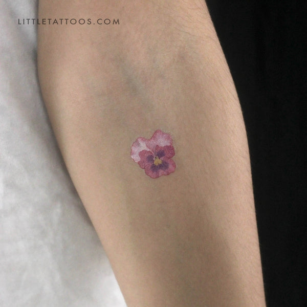 Pink Pansy Temporary Tattoo - Set of 3