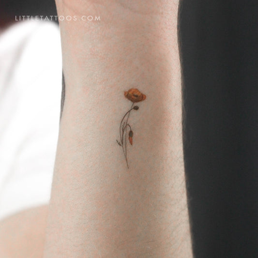 Tatuaje temporal de amapola de California pequeña de Lena Fedchenko (juego de 3)