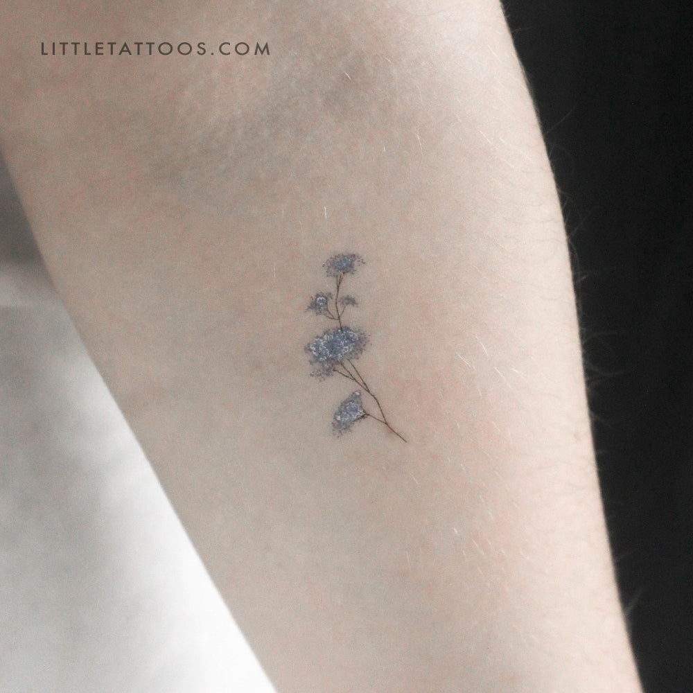 Small Blue Baby's Breath Temporary Tattoo - Set of 3
