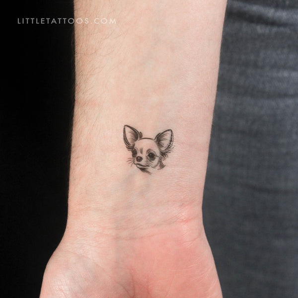 Chihuahua Portrait Temporary Tattoo - Set of 3