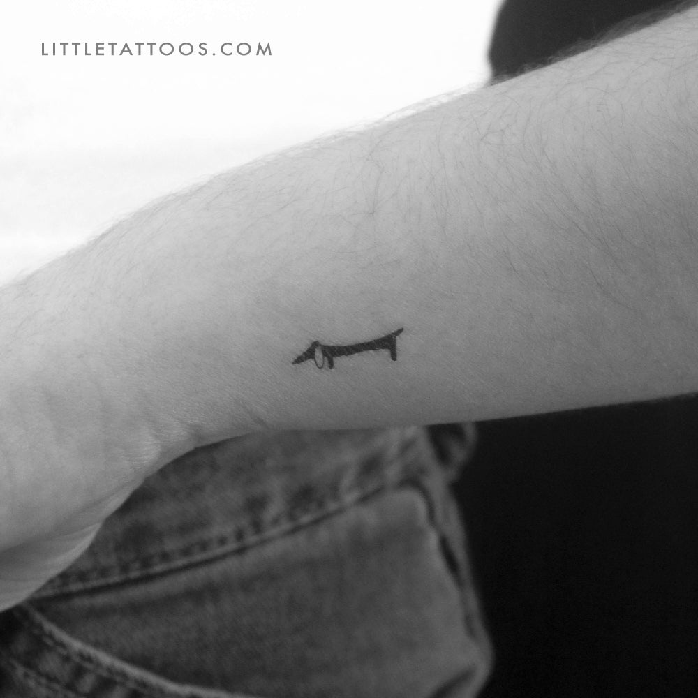 Tatuaje temporal de perro salchicha negro - Juego de 3