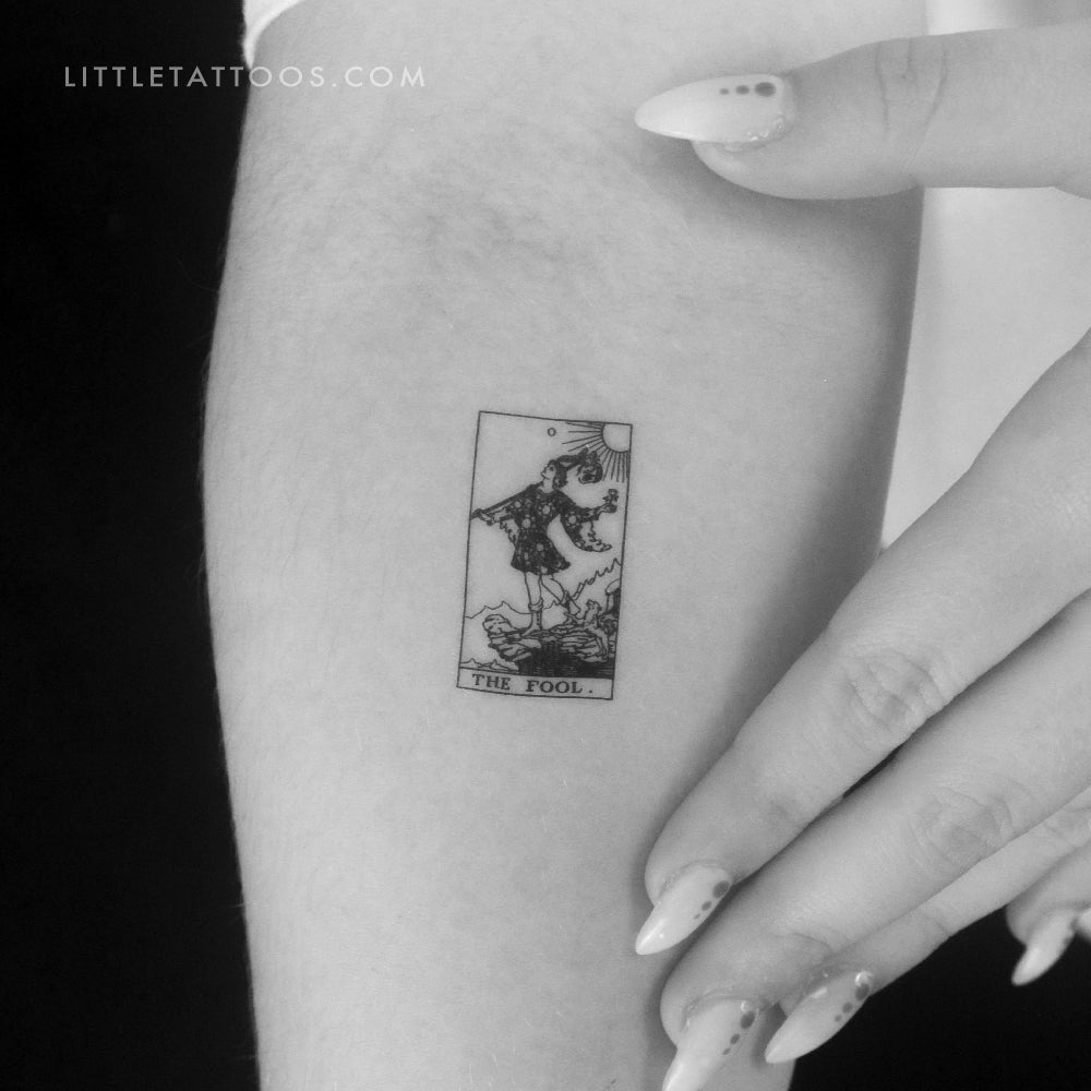 Little The Fool Tarot Card Temporary Tattoo - Set of 3