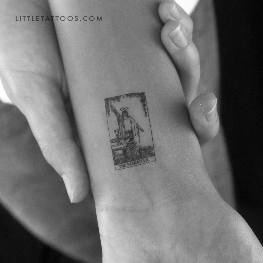 Tatuaje temporal de la carta del tarot El Mago - Juego de 3