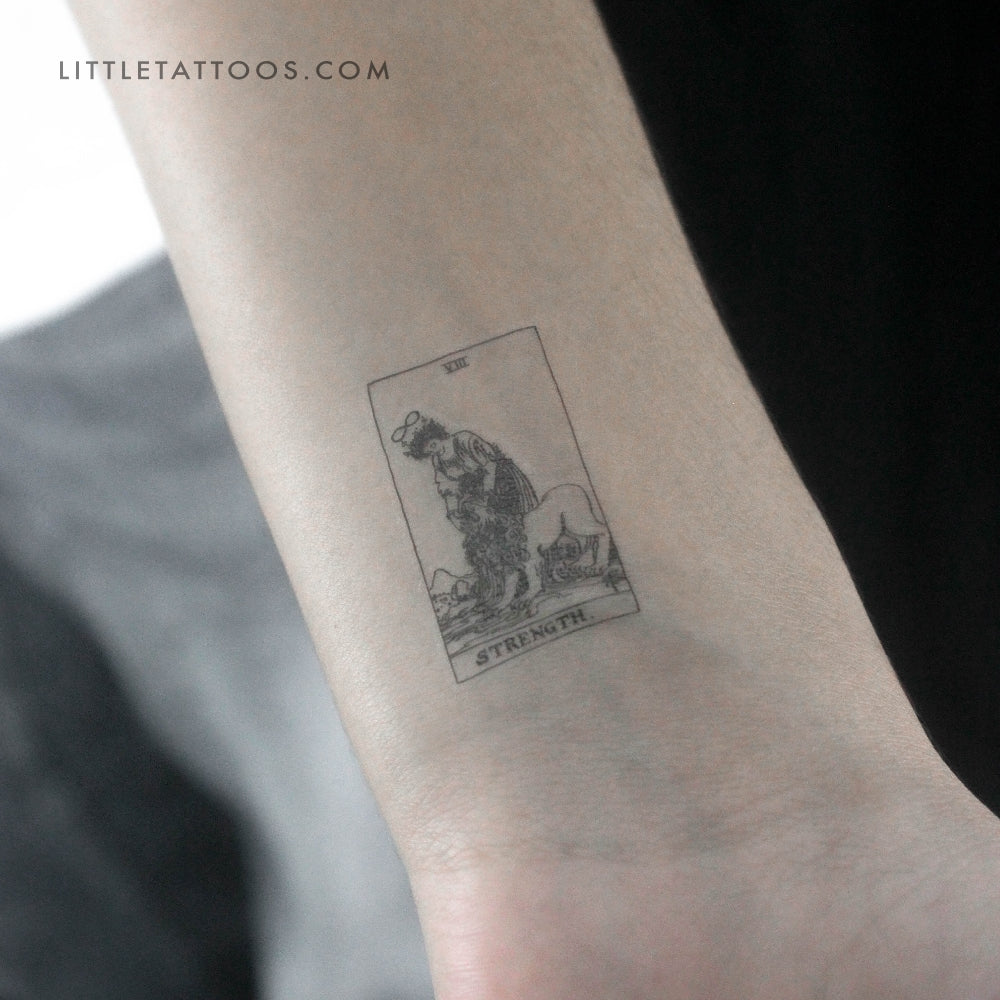 Tatuaje temporal de la carta del Tarot "Pequeña Fuerza" (juego de 3)