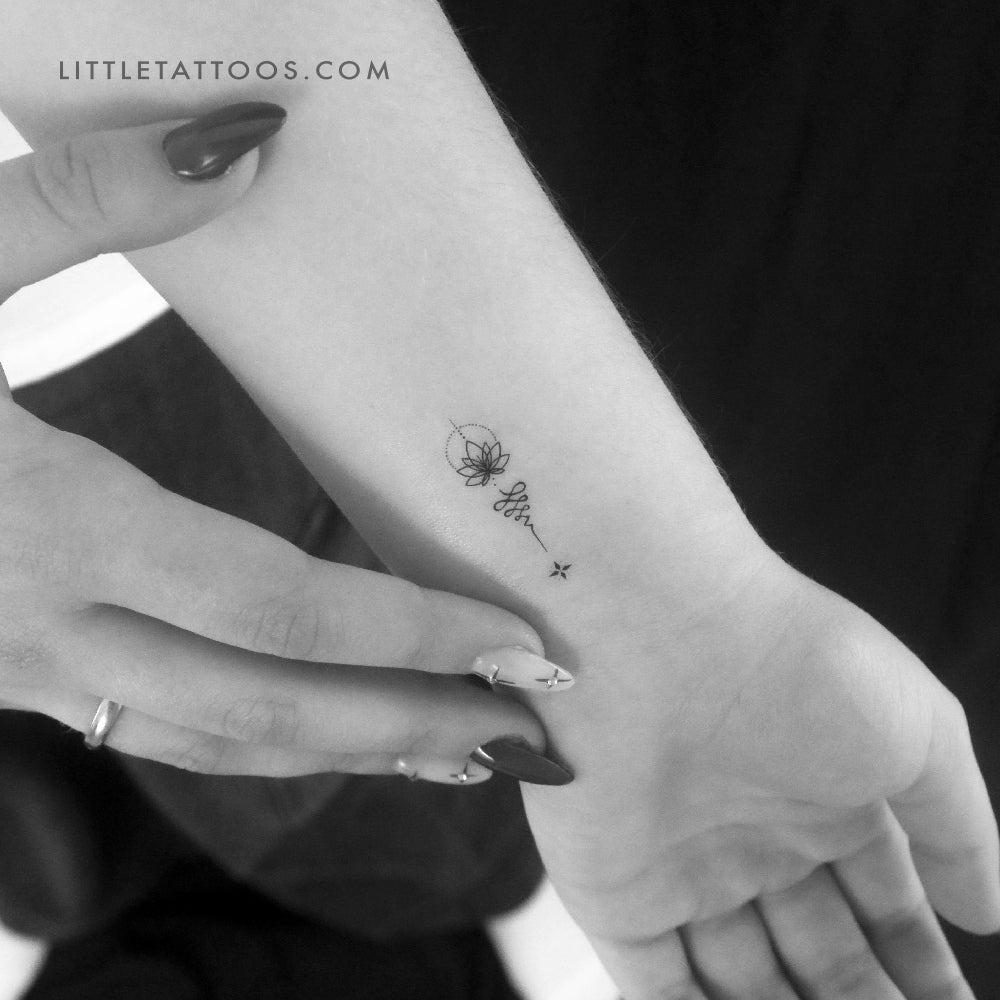 Lotus Unalome Ornament Temporary Tattoo - Set of 3
